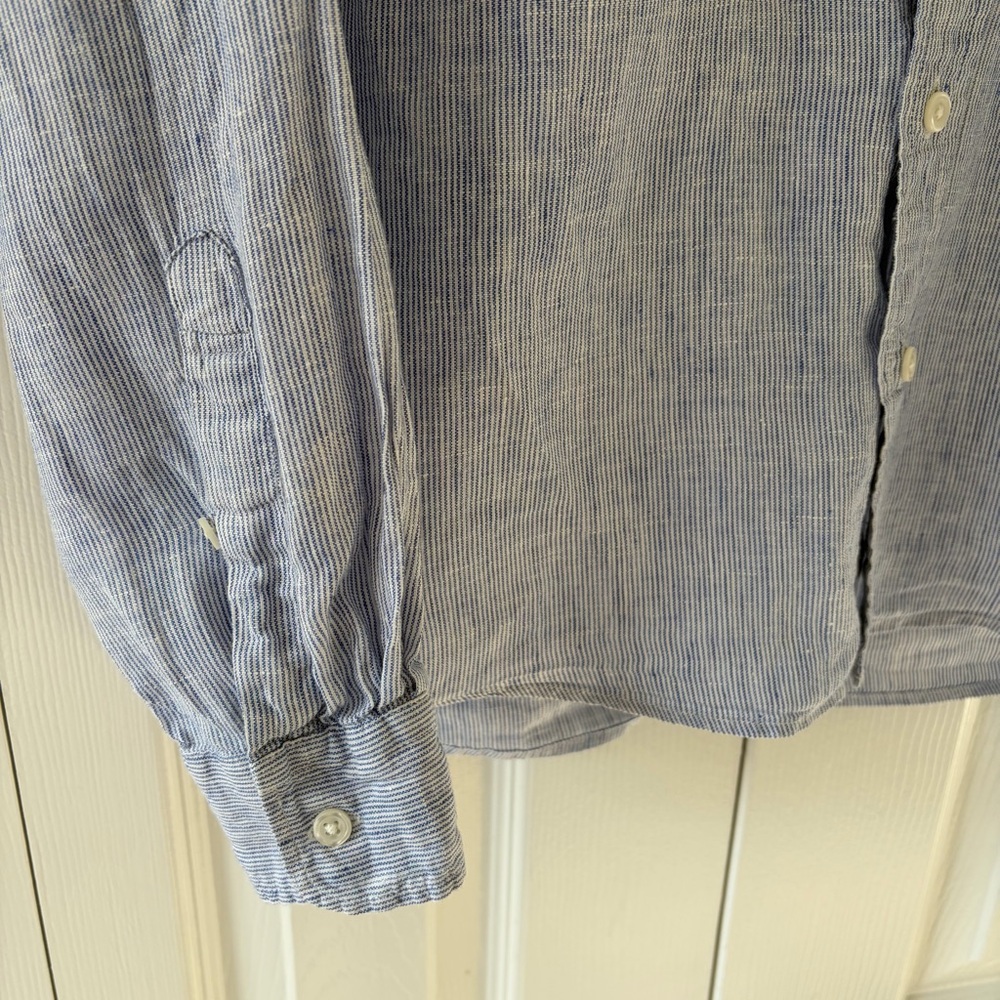 Muji Light Blue Linen Button-Down Shirt - Picture 6 of 13